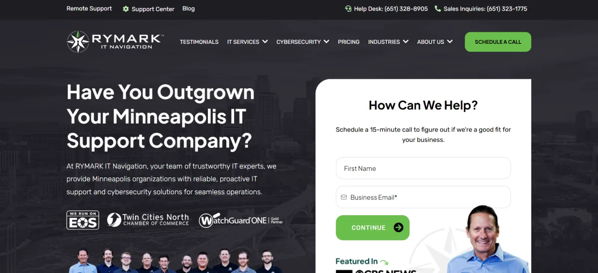 RYMARK IT Navigation Minneapolis IT support food manufacturing homepage