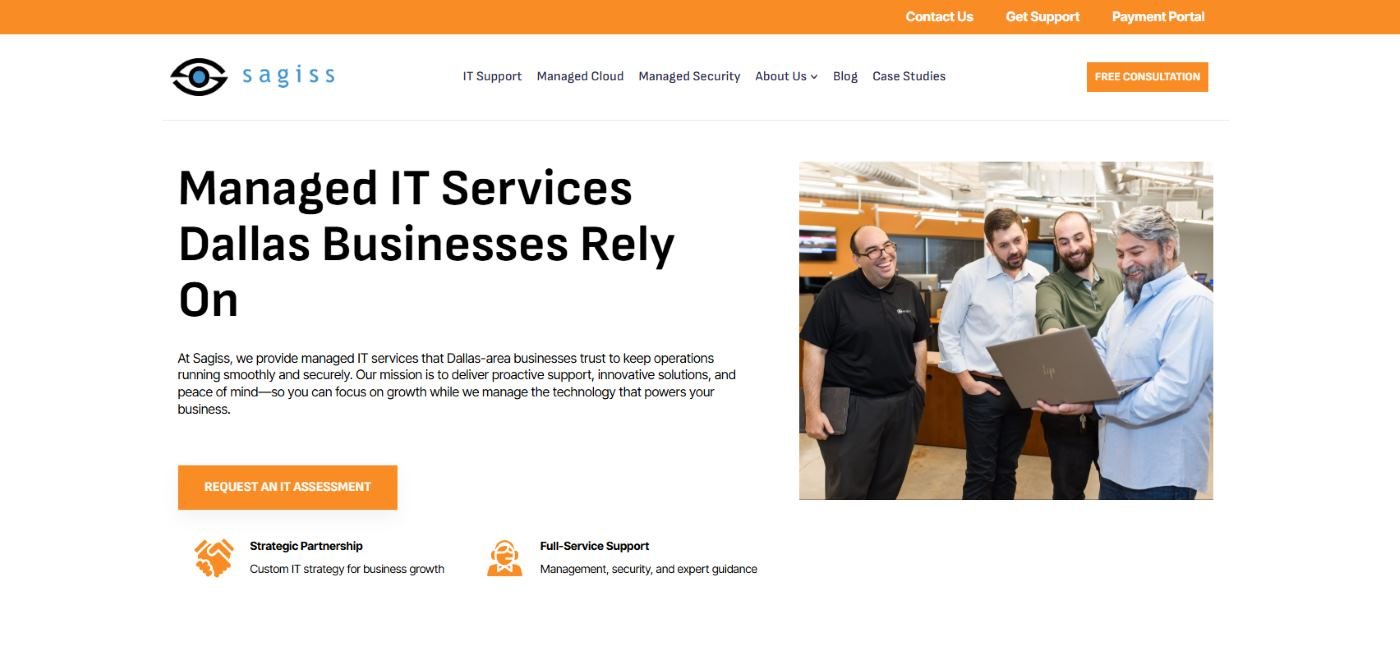 Sagiss healthcare managed IT services Dallas TX homepage screenshot