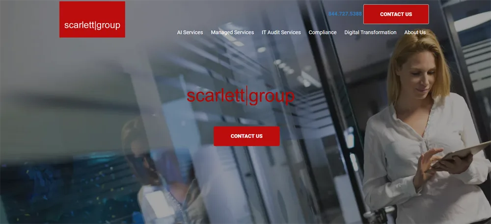 The Scarlett Group managed IT and cybersecurity for financial firms Jacksonville Florida homepage screenshot