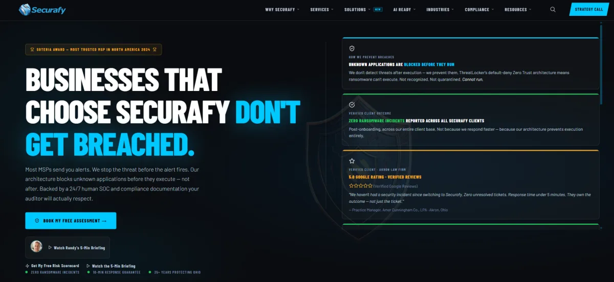 Securafy HIPAA compliance and managed IT in Cleveland homepage
