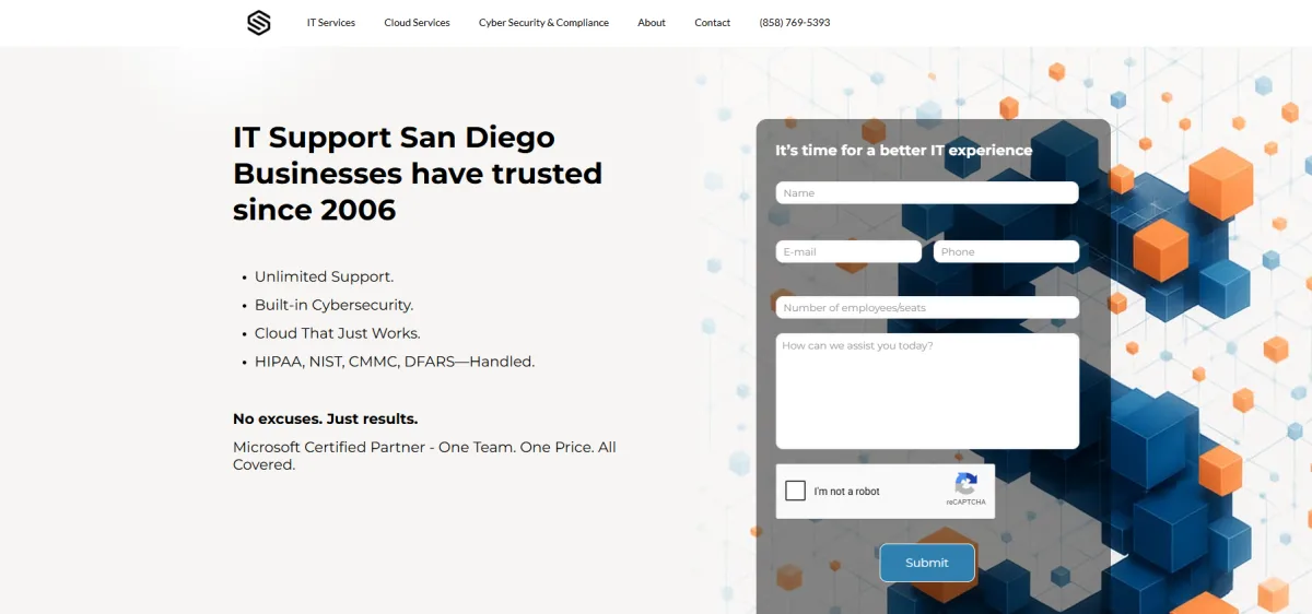 Secure Networks ITC real estate IT support San Diego homepage
