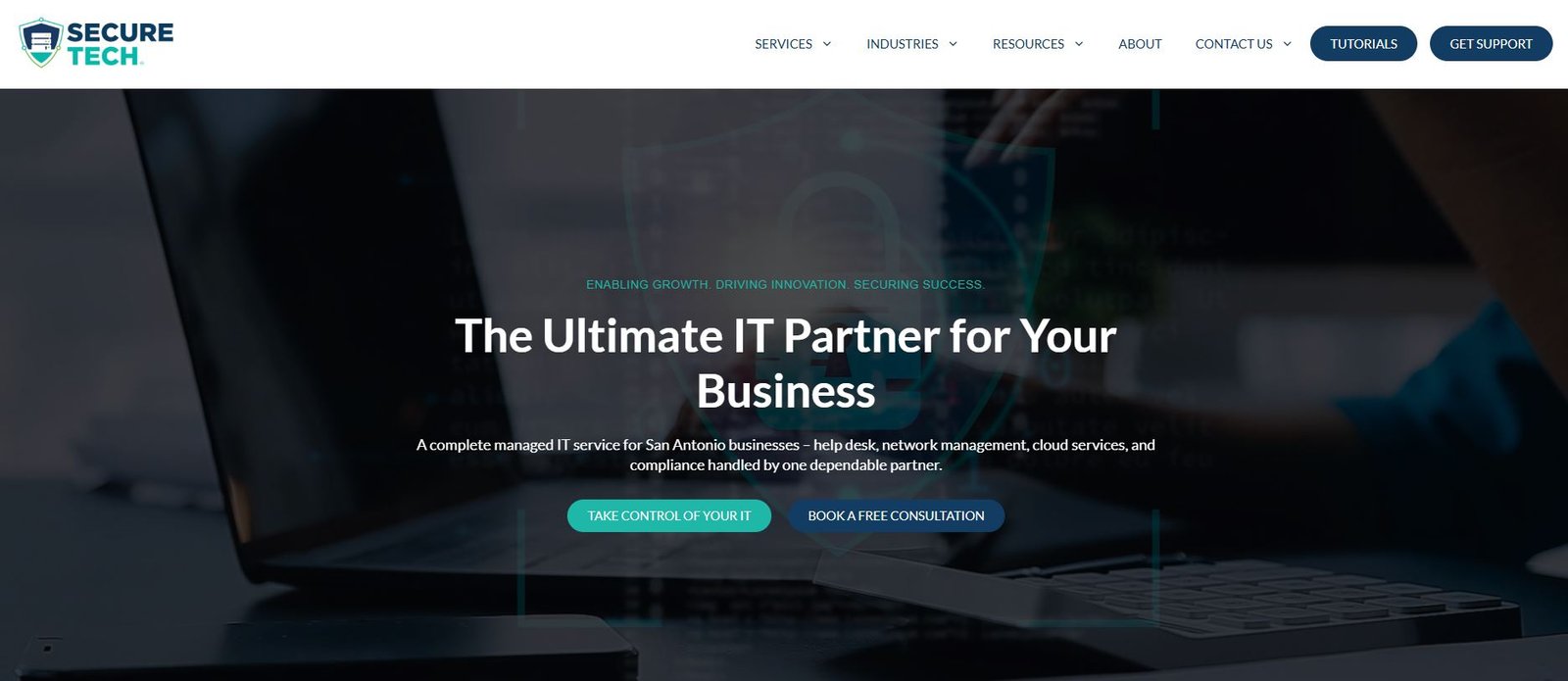 SecureTech HIPAA compliance IT services San Antonio homepage