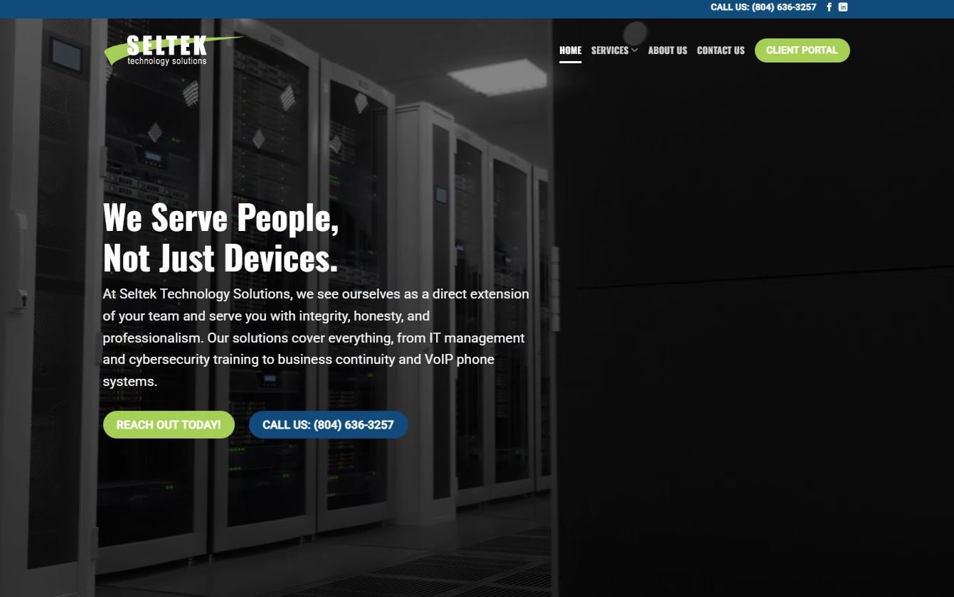 Seltek Technology Solutions IT support digital forensics Richmond VA homepage screenshot