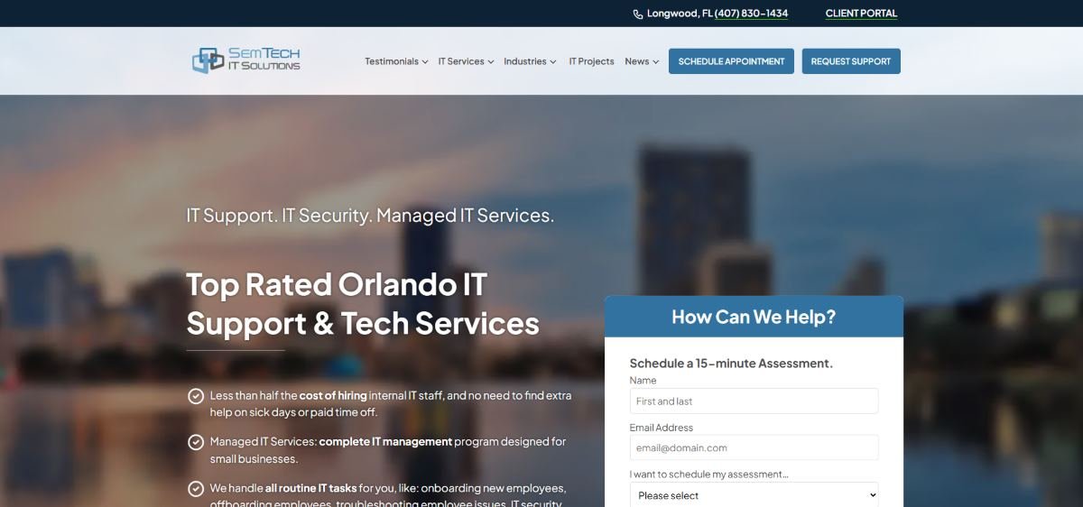 SemTech IT Solutions managed IT for technology companies Orlando homepage