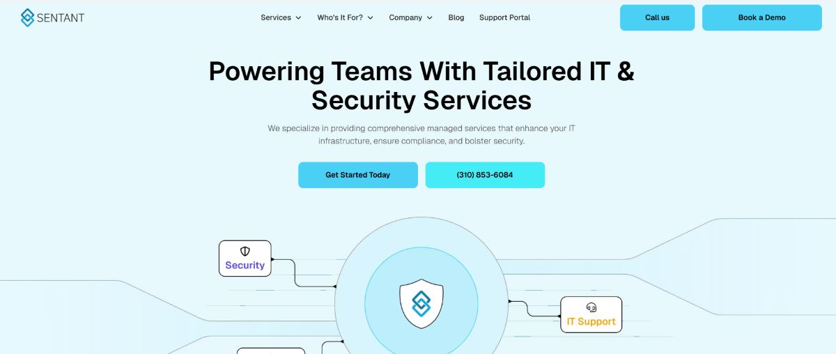 Sentant startup-native managed IT for early-stage founders homepage screenshot