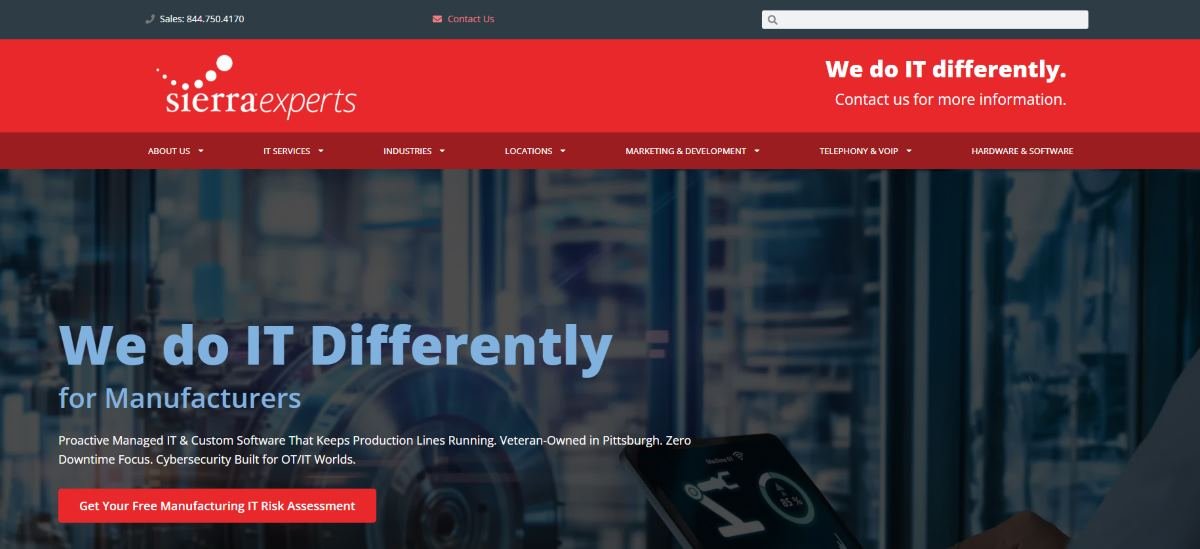Sierra Experts OT IT managed services energy Pittsburgh PA homepage