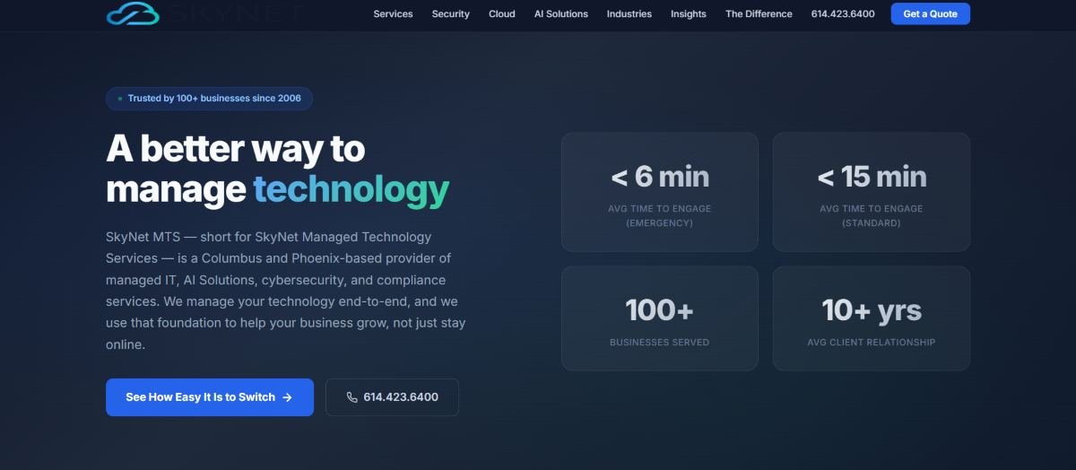 SkyNet MTS remote-first managed IT services for Phoenix real estate - homepage