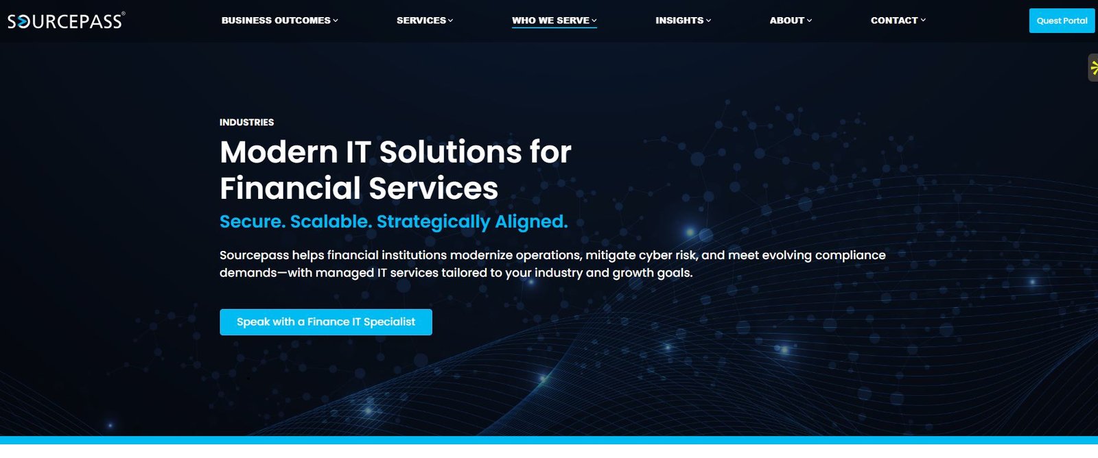 Sourcepass financial services IT managed services Richmond VA homepage screenshot