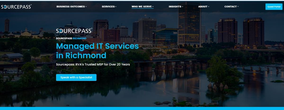 Sourcepass managed IT services legal professional services Richmond VA homepage