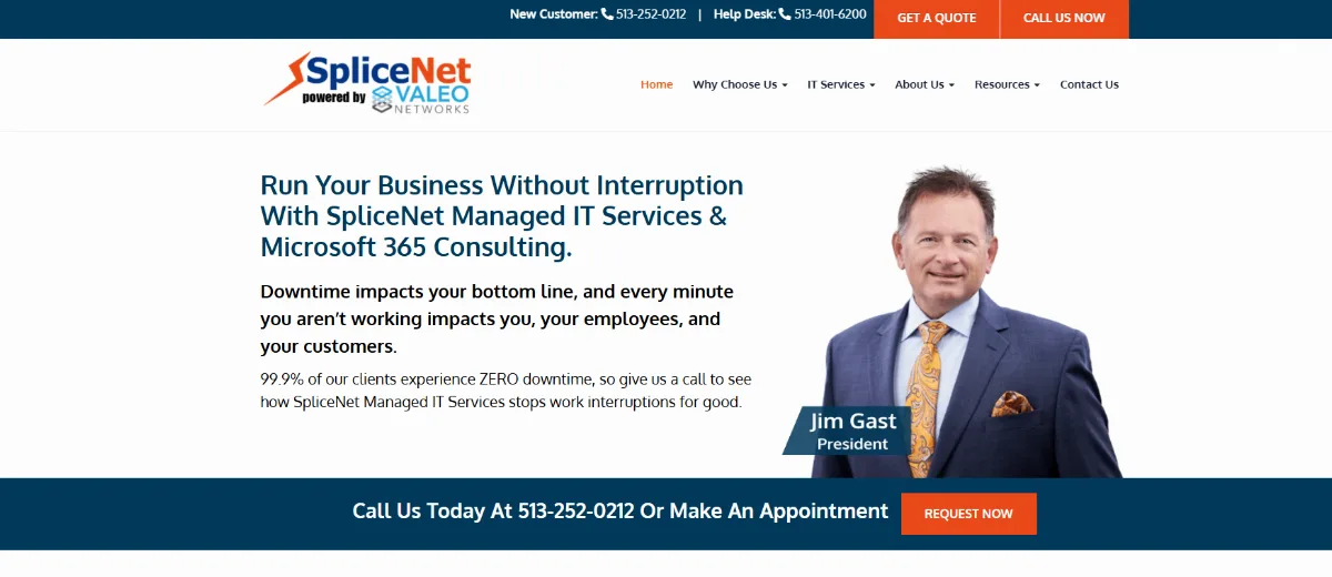 SpliceNet Consulting managed IT for law firms in Cincinnati homepage