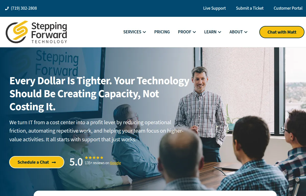 Stepping Forward Technology Colorado Springs managed IT homepage