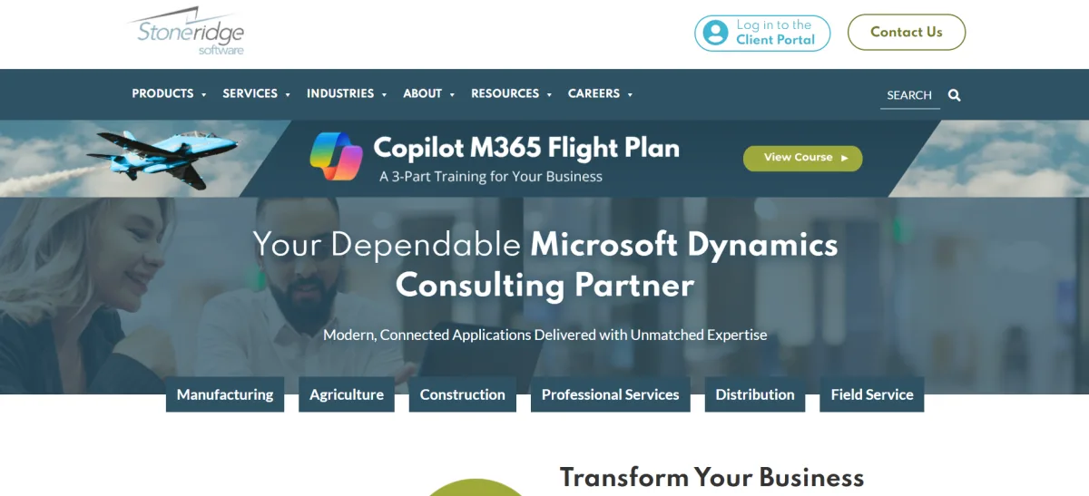 Stoneridge Software Dynamics 365 agriculture food manufacturing Minneapolis homepage