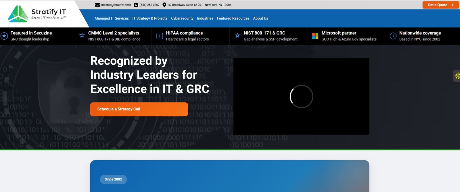 Stratify IT SAM-registered managed IT services for defense contractors San Antonio homepage screenshot