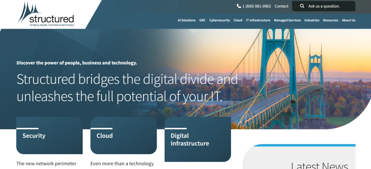 Structured digital infrastructure MSP Portland homepage