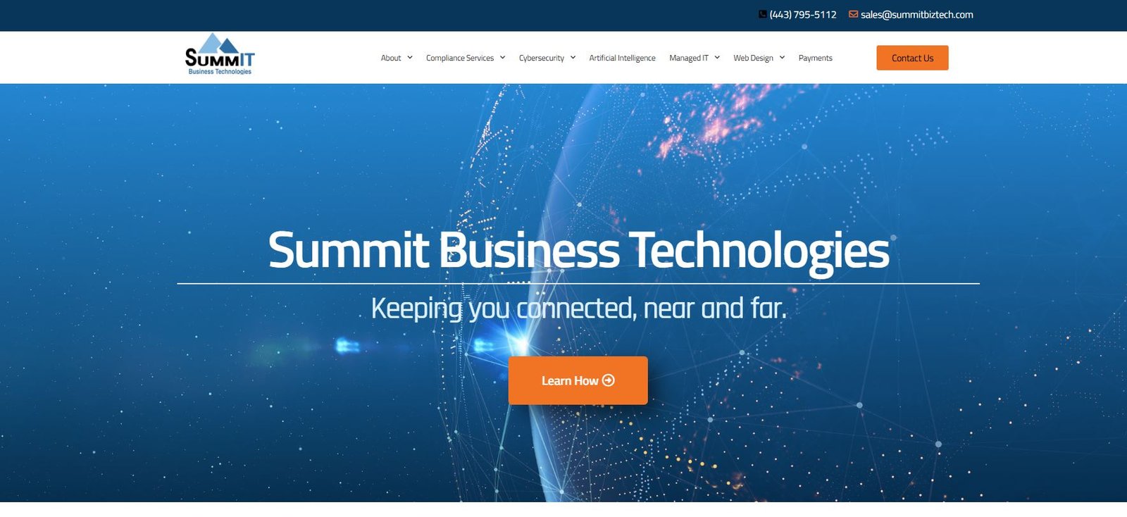 Summit Business Technologies Millersville MD CMMC assessor MSP Baltimore homepage screenshot