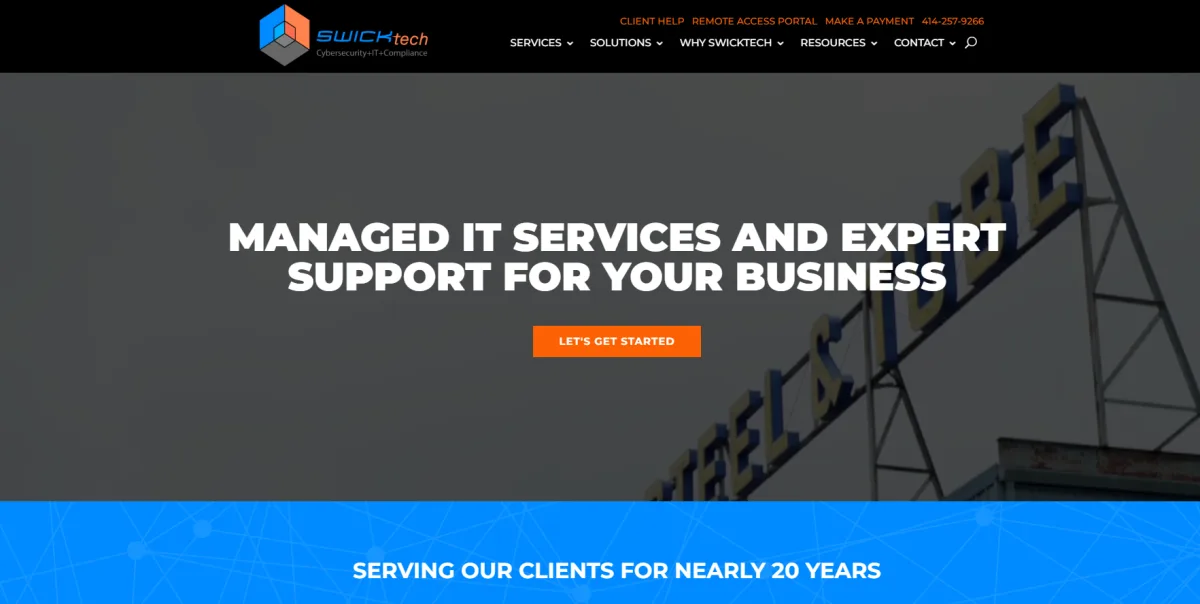SWICKtech managed IT and MSSP services New Berlin WI manufacturing homepage screenshot
