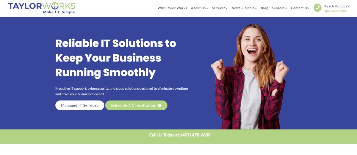 TaylorWorks managed IT services Orlando FL homepage