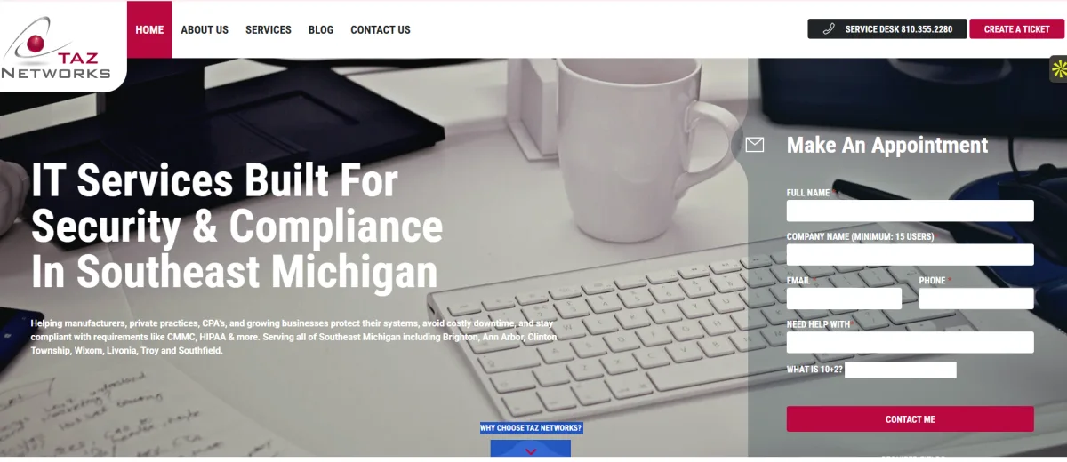 TAZ Networks legal IT services Southeast Michigan — homepage