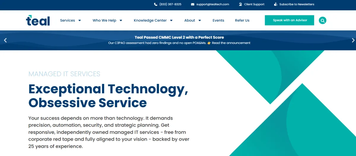 Teal compliance-first managed IT and CMMC provider Minneapolis homepage
