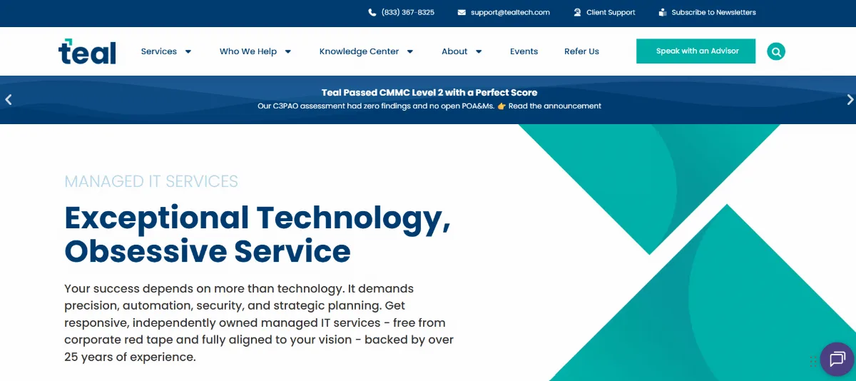 Teal managed IT and CMMC provider Minneapolis homepage