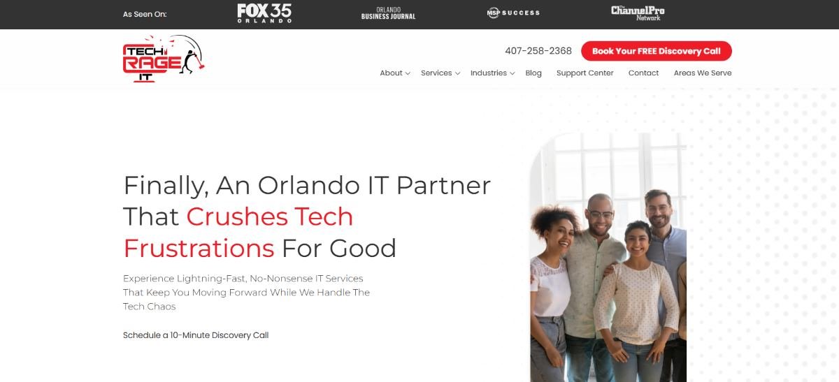 Tech Rage IT managed IT for technology companies Orlando homepage