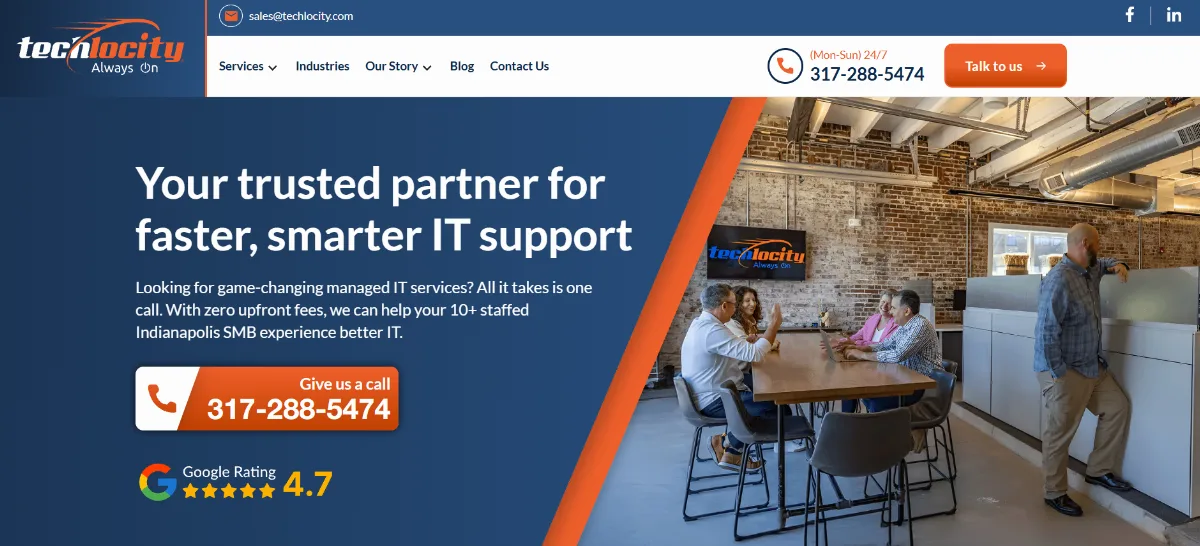 Techlocity healthcare IT support in Indianapolis homepage