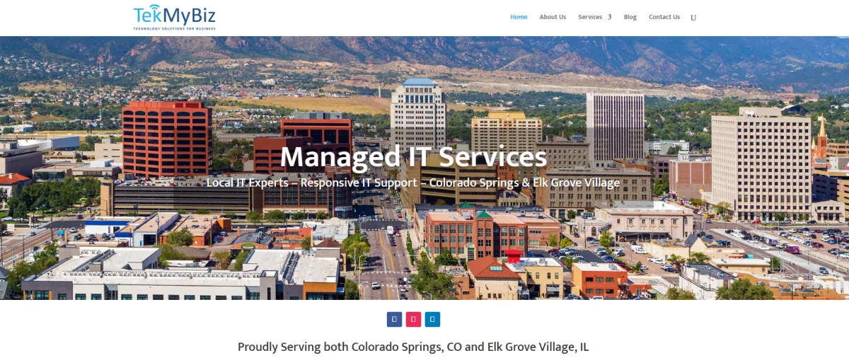TekMyBiz managed IT services homepage, Colorado Springs