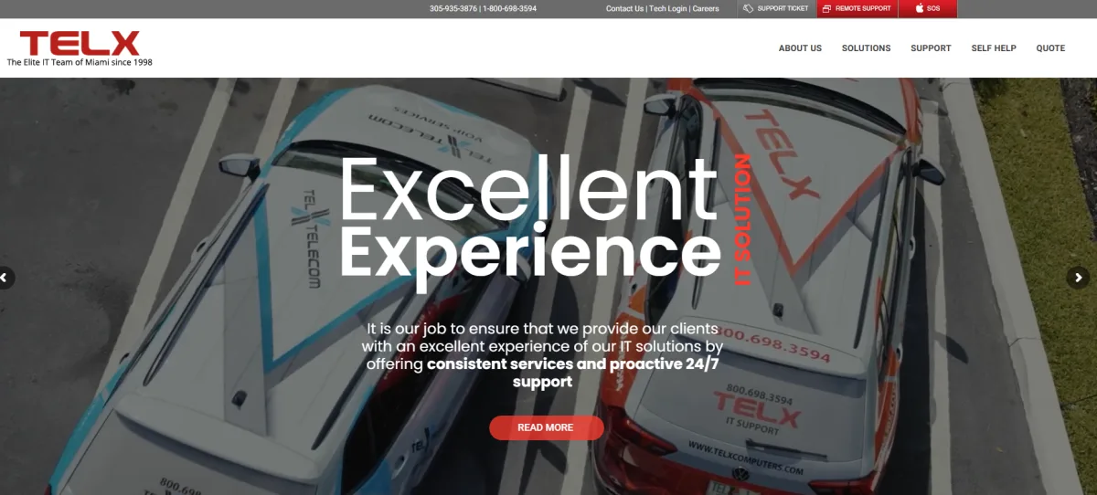 Telx Computers IT support Miami financial district homepage