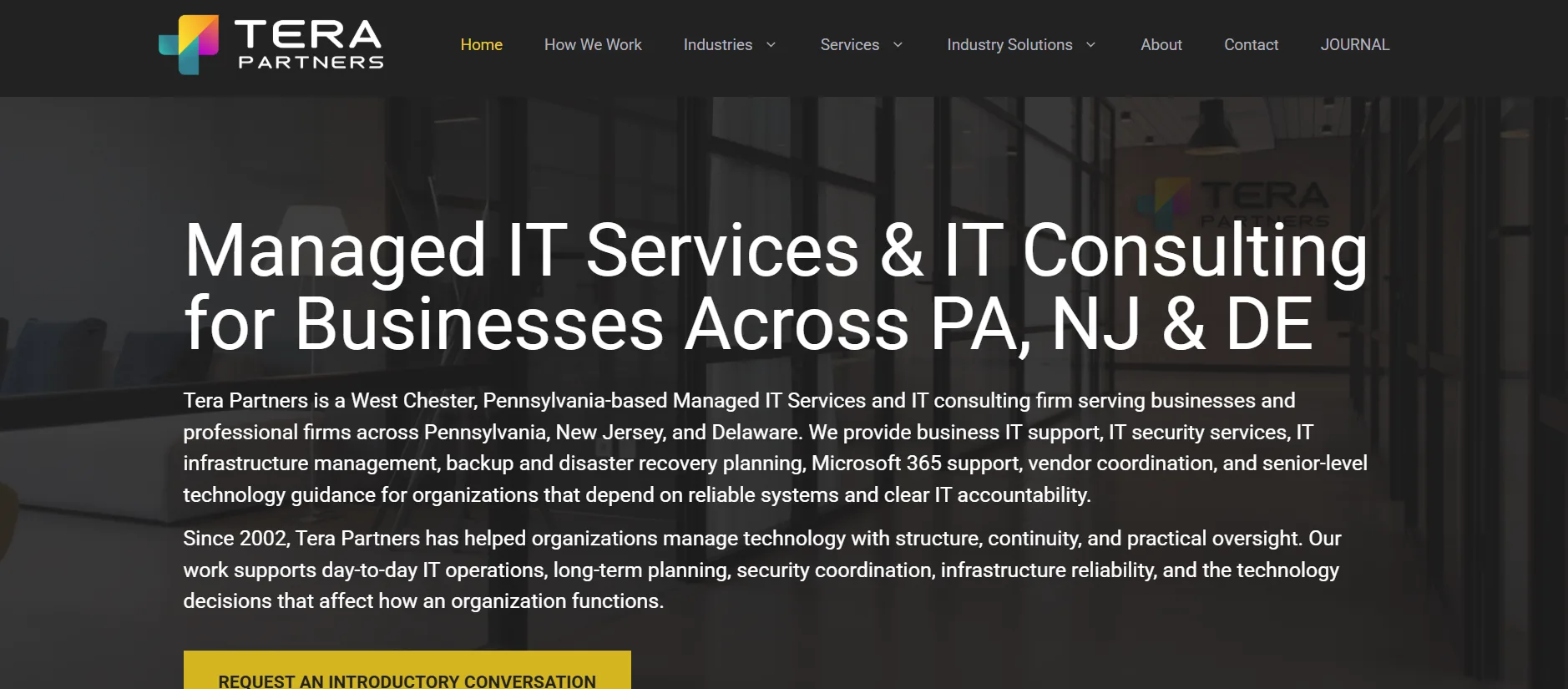 Tera Partners managed IT services for pharma and biotech in Philadelphia homepage