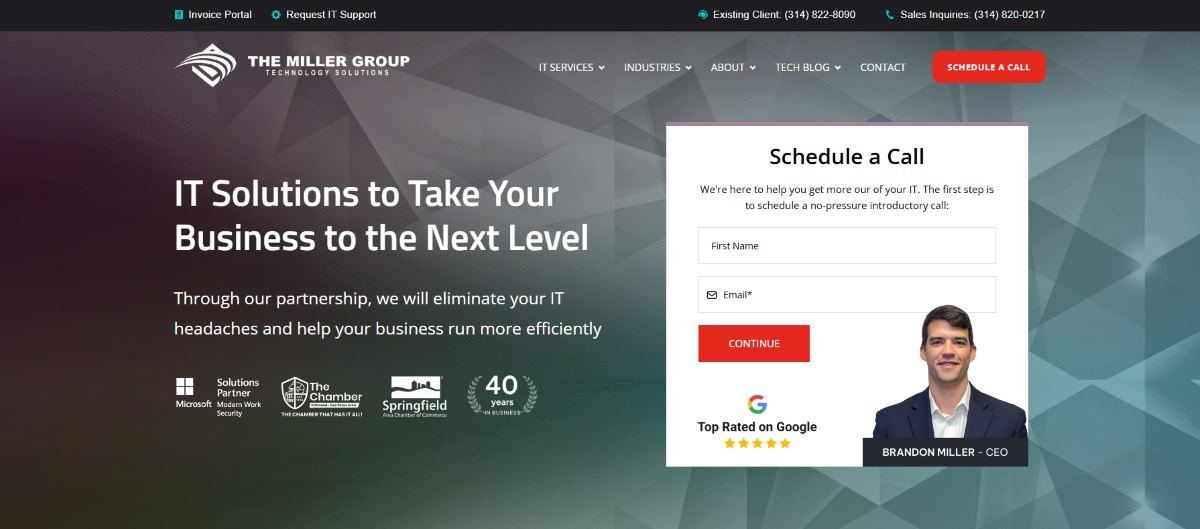 The Miller Group managed IT services St. Louis MO homepage