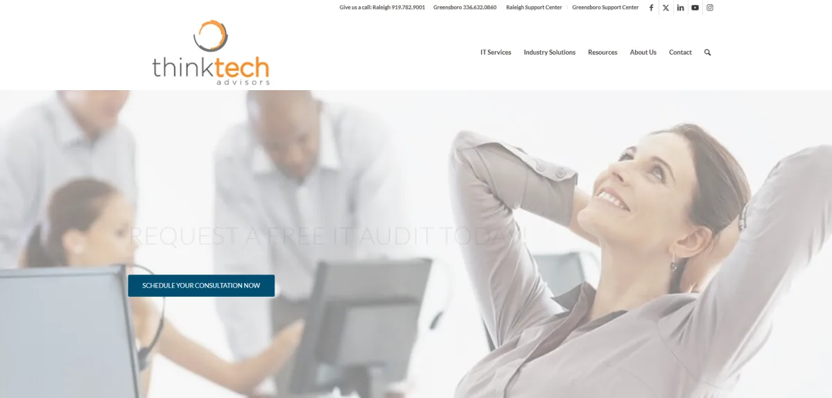 ThinkTech Advisors managed IT services in Raleigh — homepage