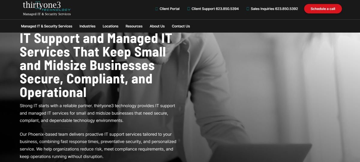 thirtyone3 technology managed IT for finance and insurance in Phoenix, homepage