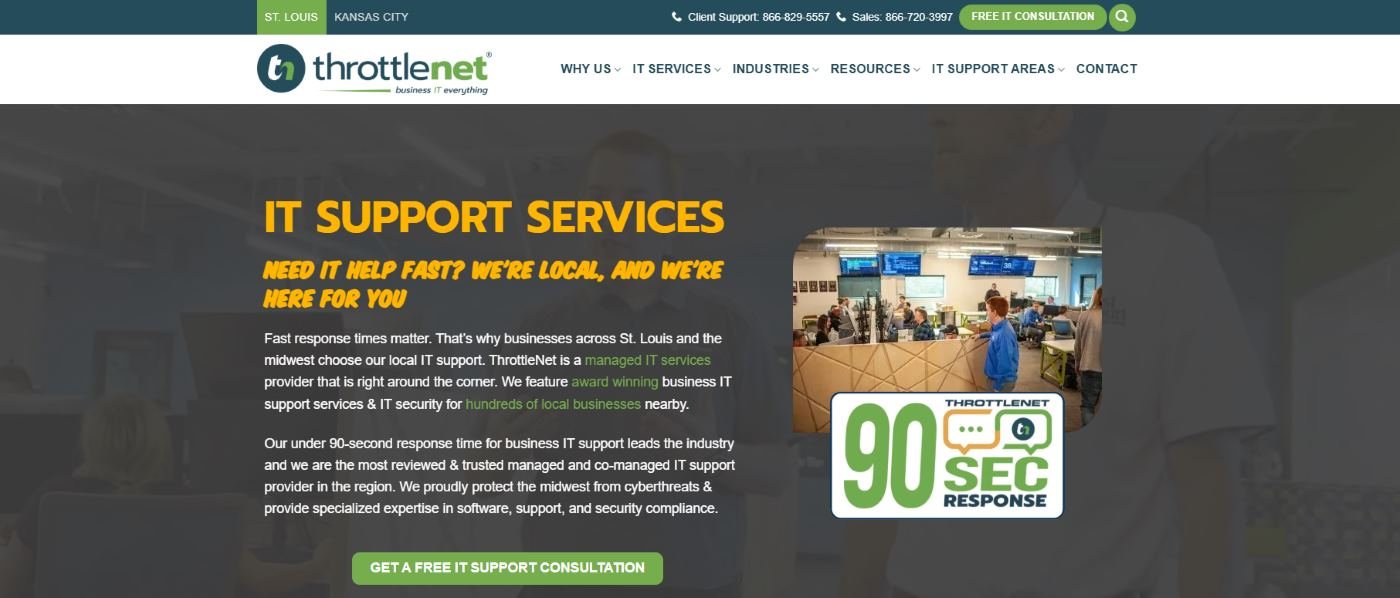 ThrottleNet award-winning managed IT and healthcare provider in St. Louis homepage