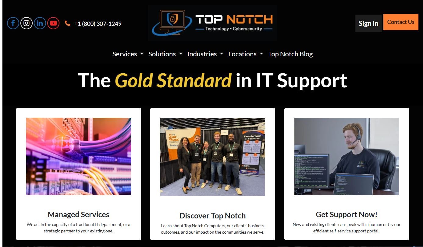 Top Notch Computers managed IT in Richmond VA homepage
