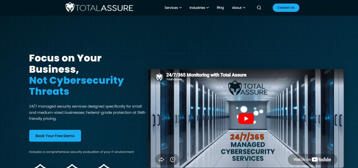 Total Assure GRC and cybersecurity managed services for defense contractors homepage screenshot