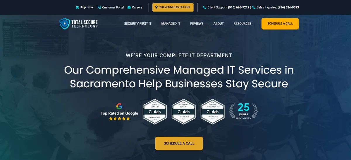 Total Secure Technology cybersecurity MSP Sacramento homepage