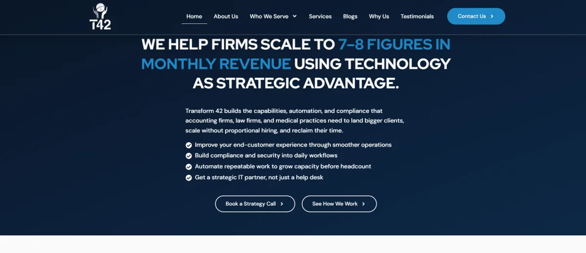 Transform 42 legal IT consulting Miami homepage