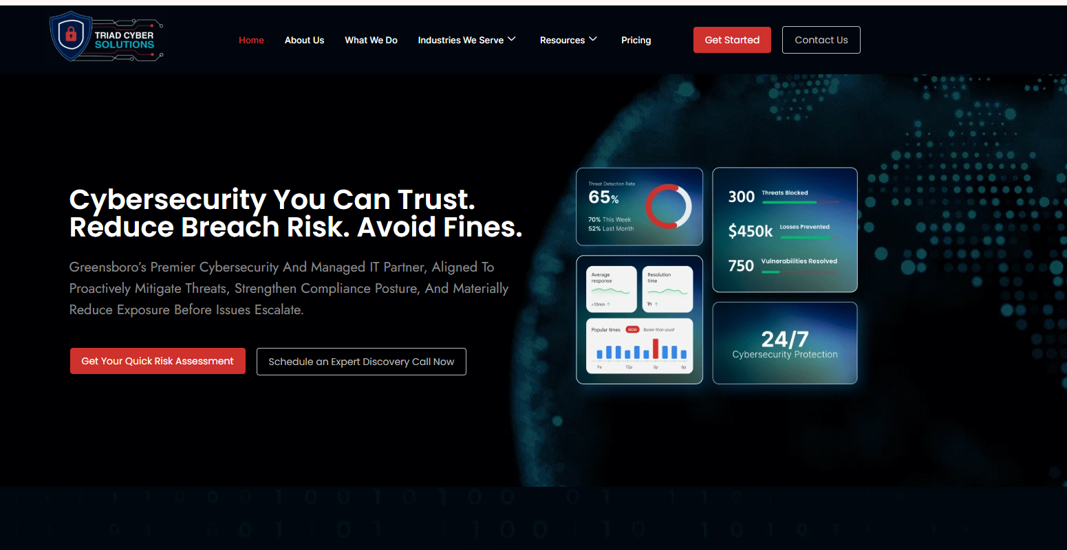 Triad Cyber Solutions managed IT services in Greensboro, NC — homepage