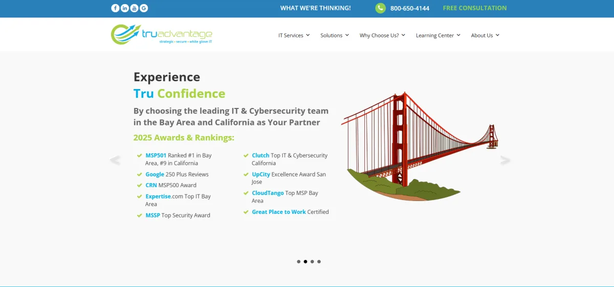 TruAdvantage managed IT and cybersecurity Bay Area homepage