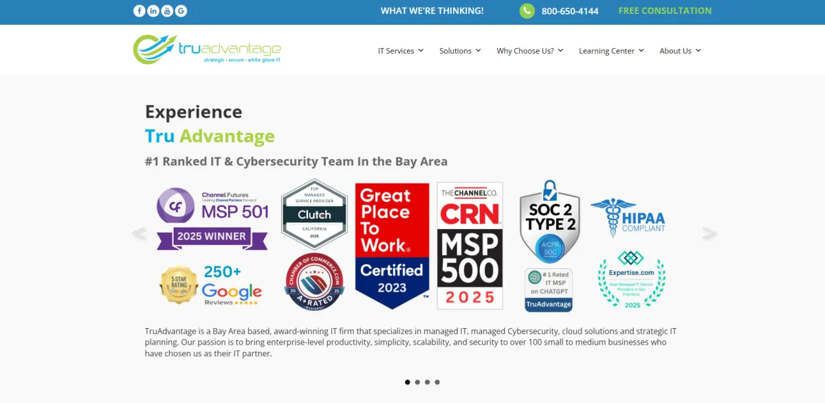TruAdvantage managed IT and cybersecurity for San Francisco startups homepage