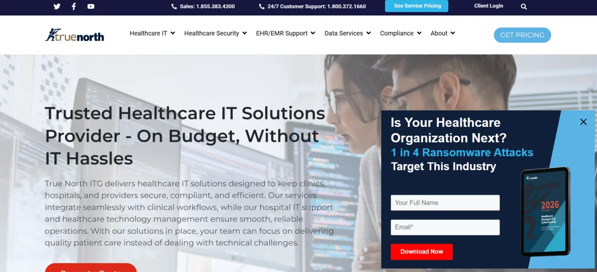True North ITG healthcare IT services homepage