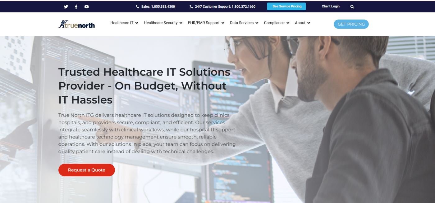 True North ITG healthcare EHR EMR IT support Seattle homepage screenshot