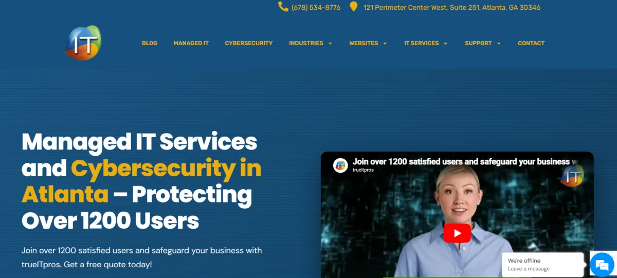 TrueITPros managed IT services Atlanta homepage