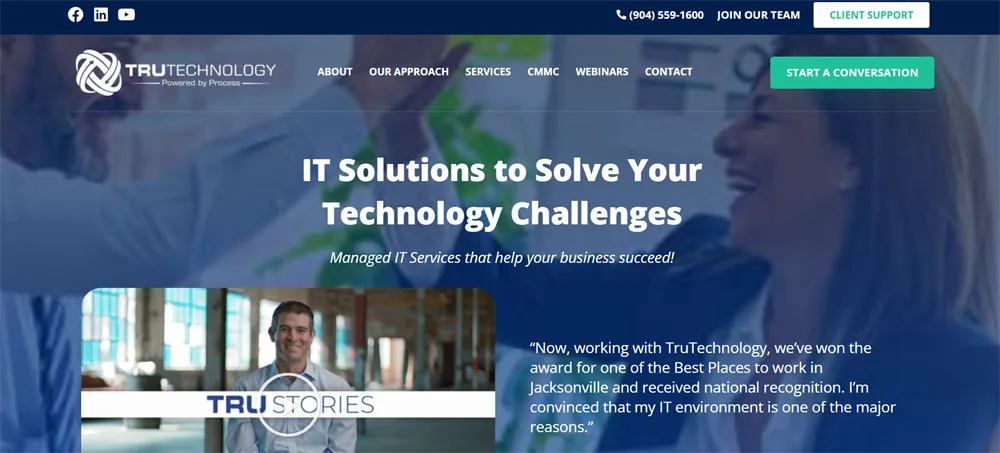 TruTechnology PCI compliance managed IT services downtown Jacksonville Florida homepage screenshot