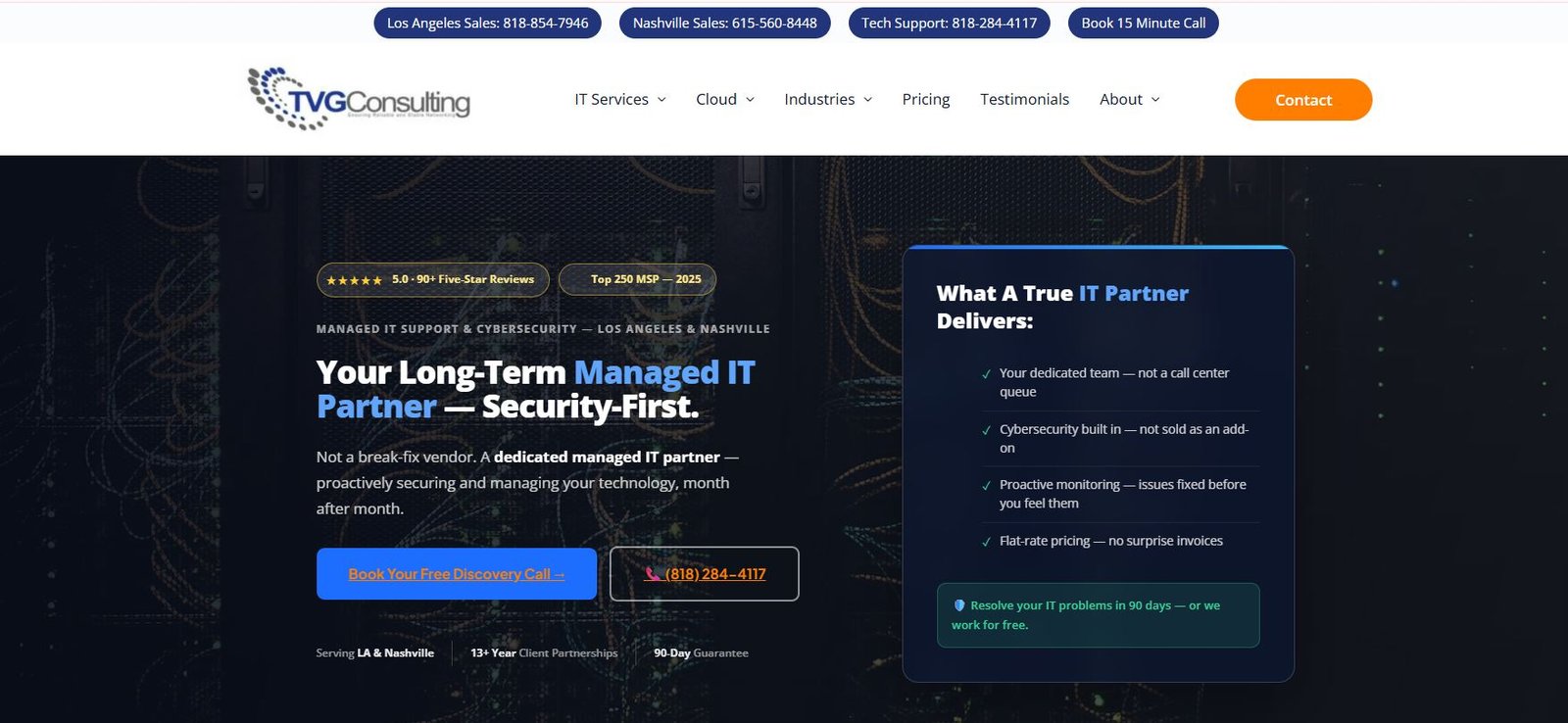 TVG Consulting OT IT convergence manufacturing Franklin TN homepage screenshot