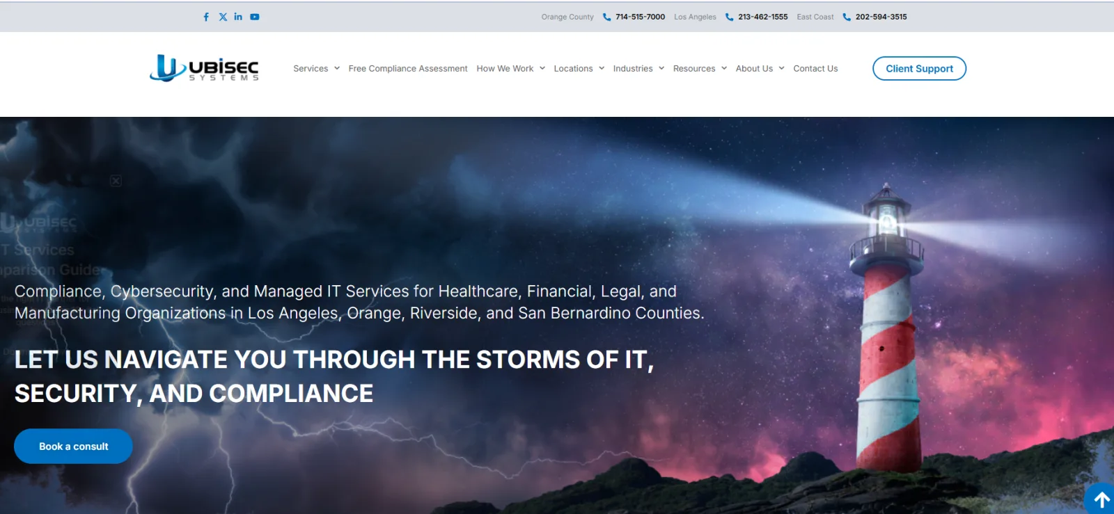 Ubisec Systems managed security services in San Diego, homepage