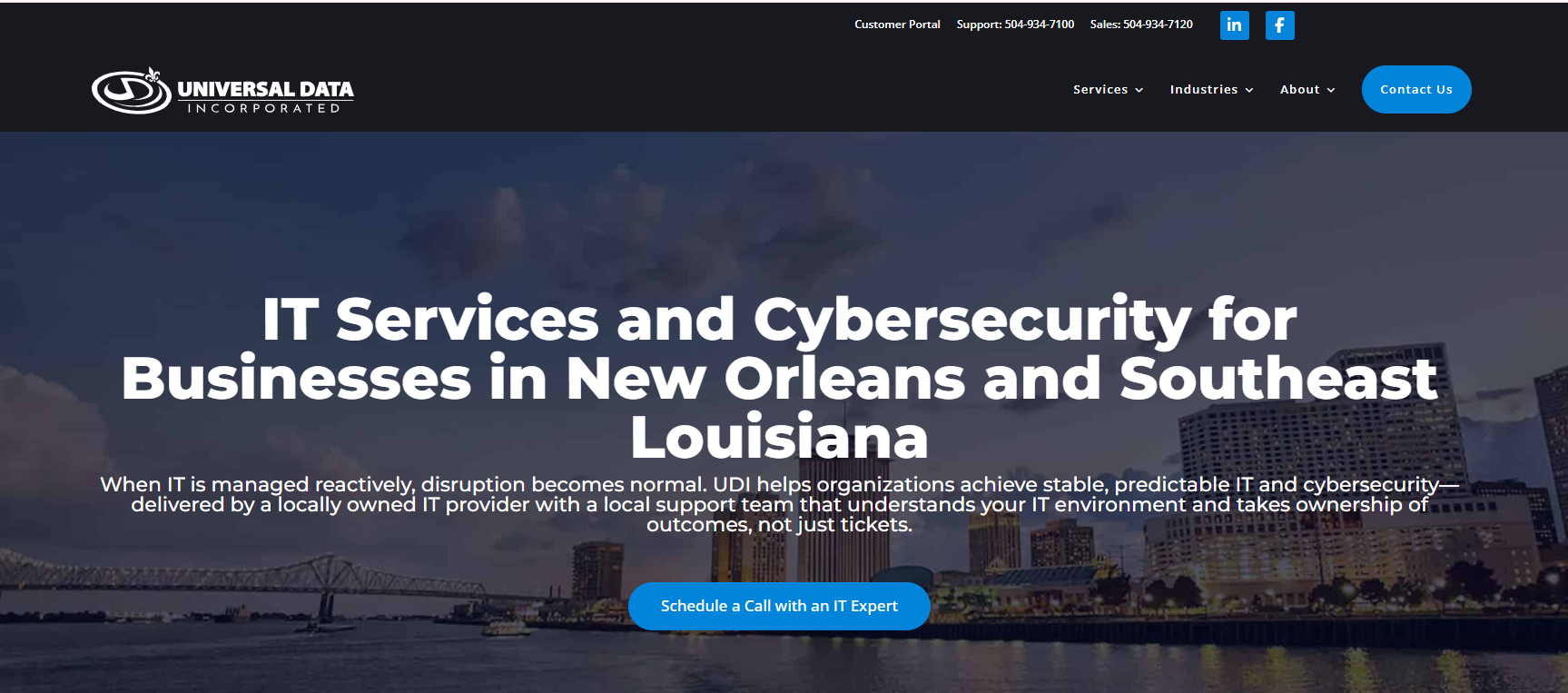 Universal Data Inc. managed IT services New Orleans — homepage