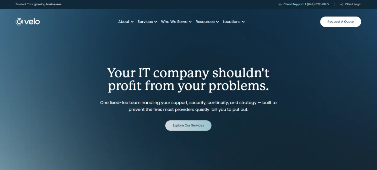 Velo IT Group insurance agency IT support Dallas homepage