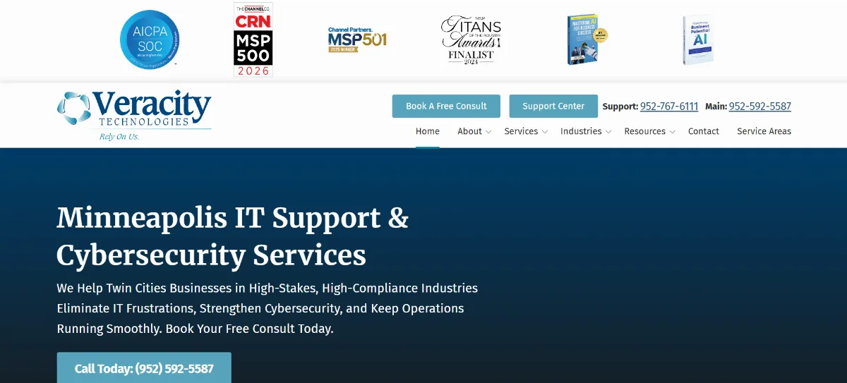 Veracity Technologies managed IT Minnetonka Minnesota homepage