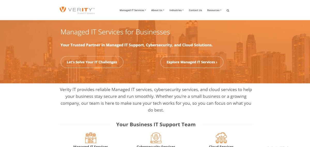Verity IT real estate and title IT services Orlando homepage